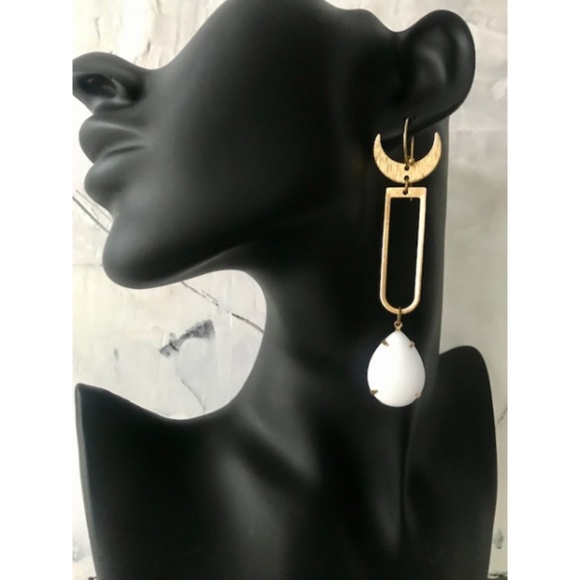 Gold Statement Earrings Handmade One of a Kind - Picture 1 of 2